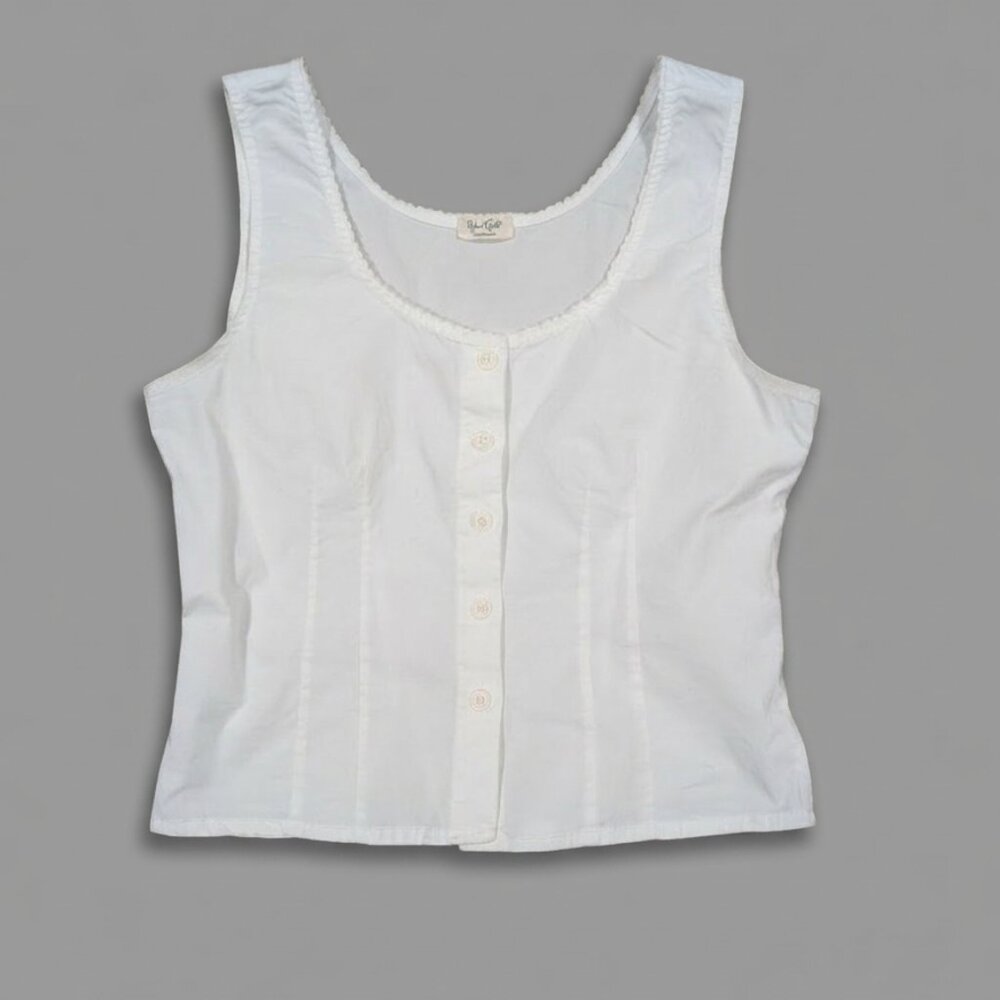 Brandy Melville White Button-Front Cropped Tank